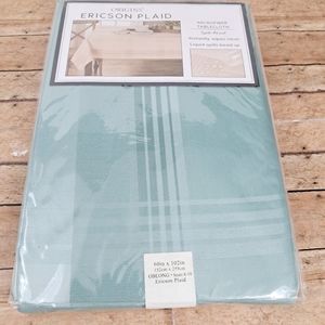 Origins Ericson Mocrofiber Plaid Green Oblong Tablecloth 60" × 102" Seats 8 -10
